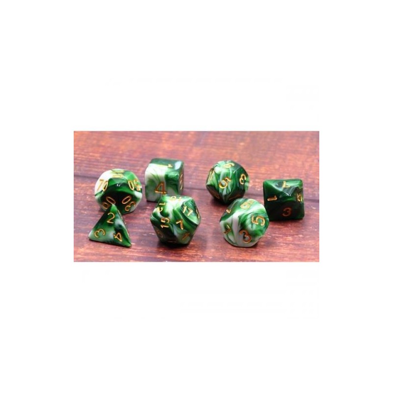 Lot de 7 dés – Emerald White Jade