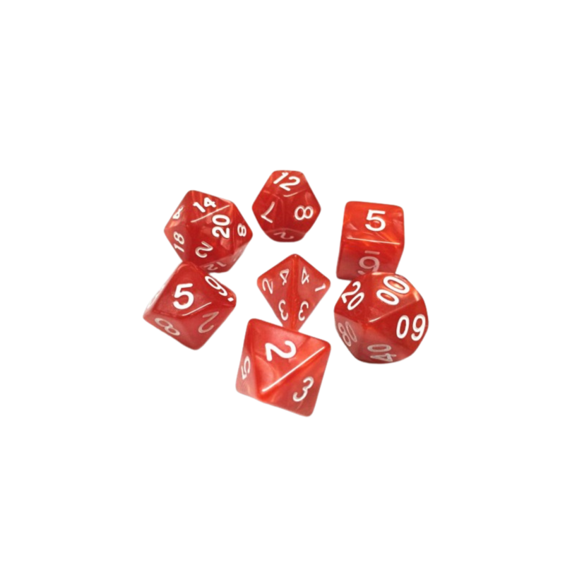 lot de 7 Dés – 16mm- Rouge nacré