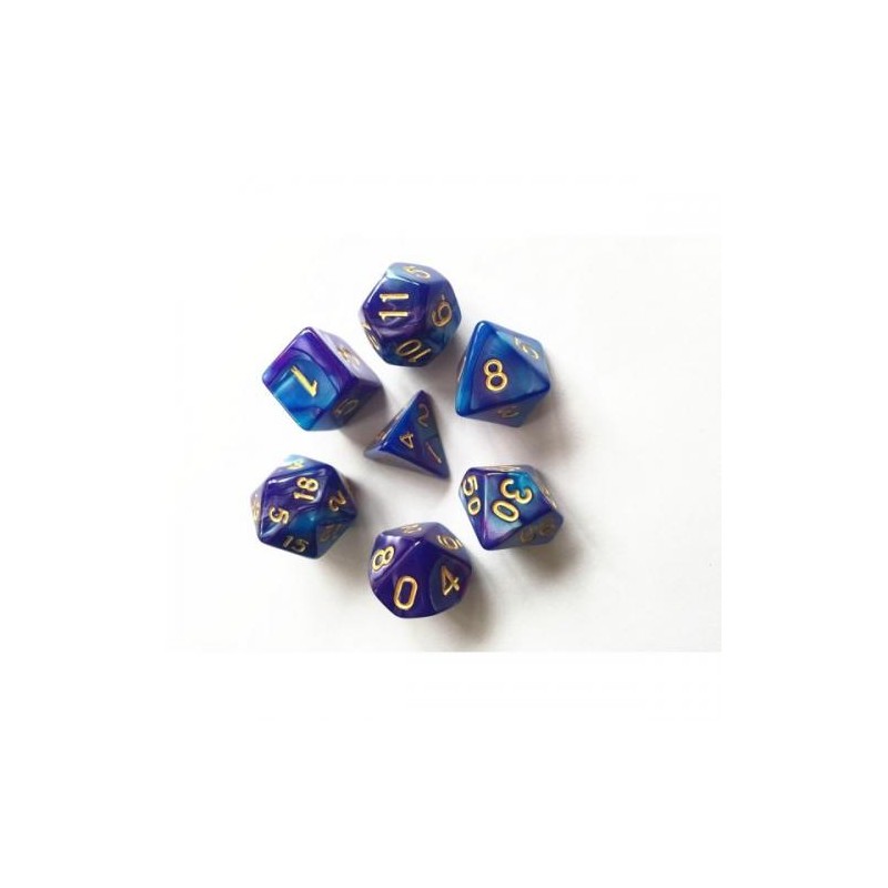 Lot de 7 dés – Fusion Bleu et violet sombre